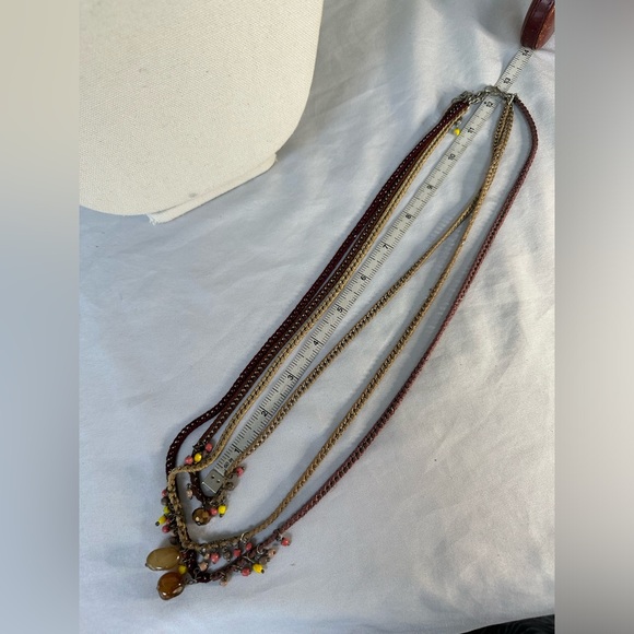 Long three strand boho casual necklace with glass beads - Picture 3 of 7